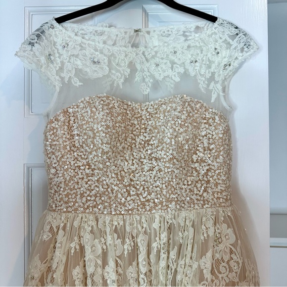 Sherri Hill white tan cocktail dress with sequin bodice size 2 dress sty… - Picture 4 of 11